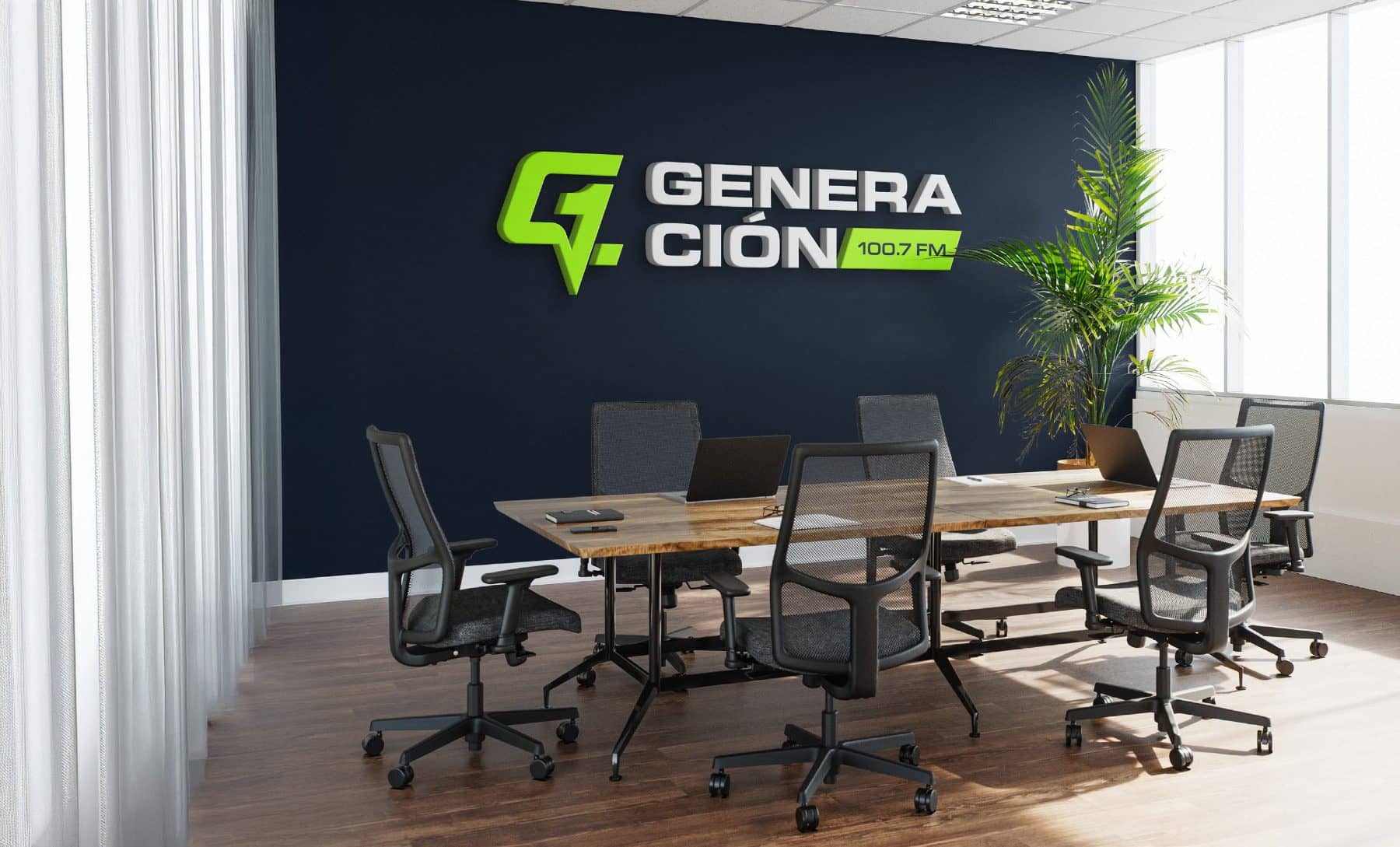 Sala de reuniones con la identidad de Generación